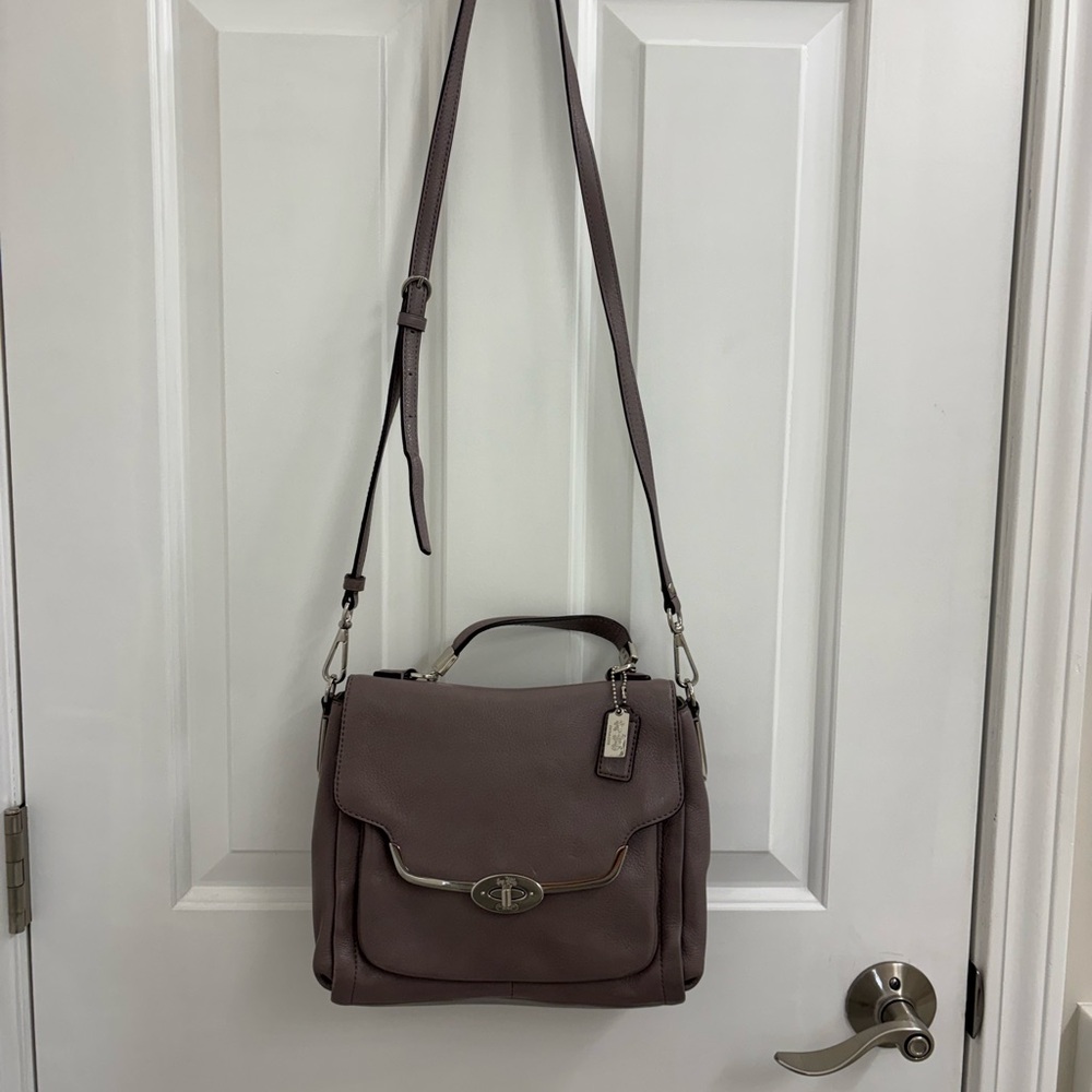 Coach taupe leather crossbody bag
